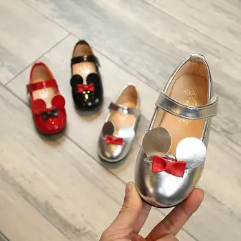 

Spring Girls Shoes Patent Leather Princess Shoes Cartoon Single Shoes Baby Kids Children Shoes Bow Girls Flats