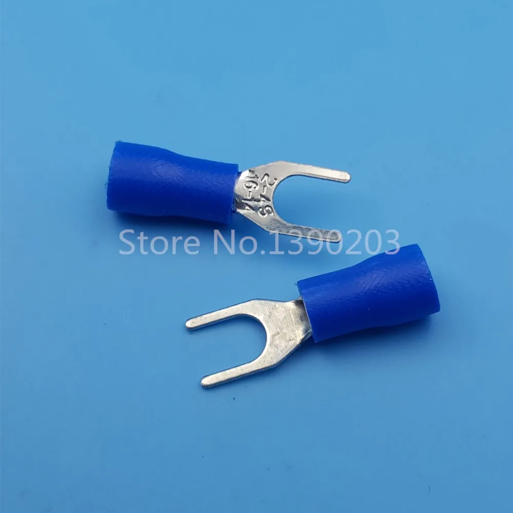 1000Pcs Blue SV2-4 Furcate Pre-Insulating Fork Spade Crimp Terminals 16~14AWG 1000Pcs Blue SV2-4 Furcate Pre-Insulating Fork Spade Crimp Terminals 16~14AWG