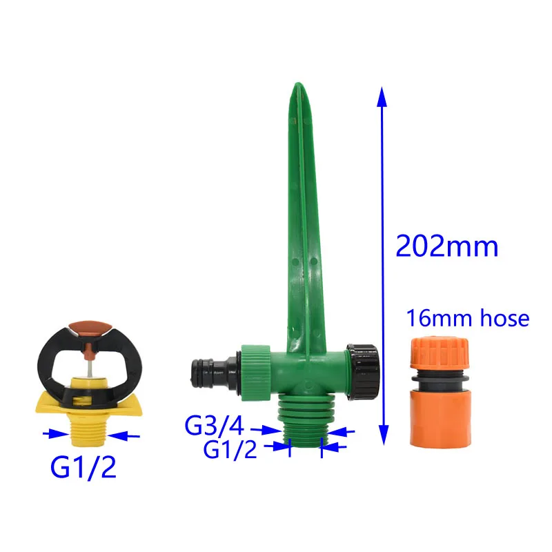 1/2 дюймов Вращающийся Спринклерный Держатель сопла водяной сопло G1/" пластиковый Спайк полив спринклер садовый газон для 1/2 шланг 1 шт