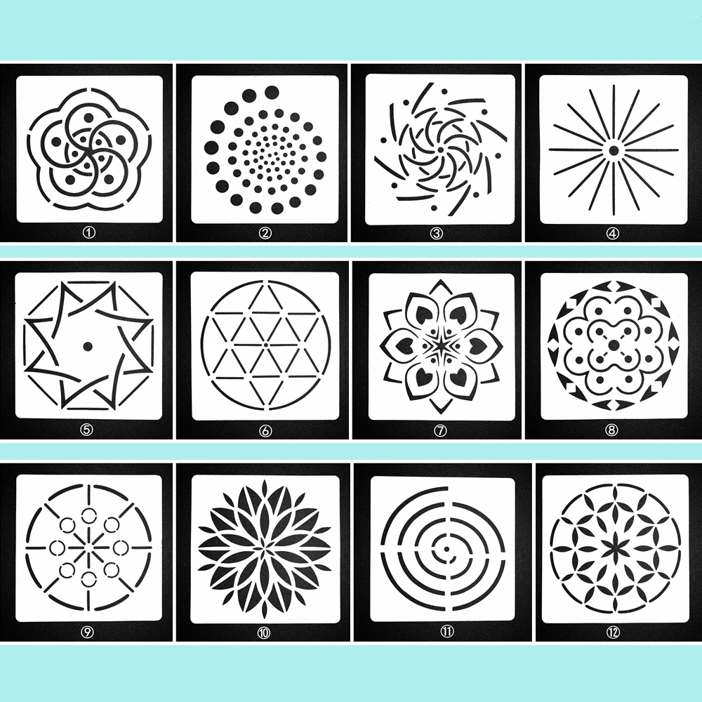 

12pcs Bullet Journal Stencil Set Plastic Planner DIY Drawing Template Diary Scrapbook