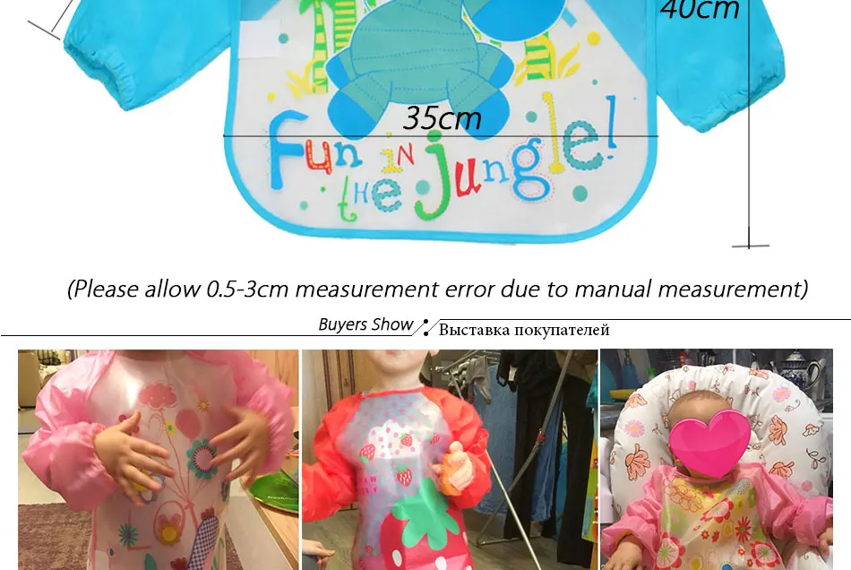 Cute Cartoon Animals Baby Bibs Waterproof Colorful Children Bib Full Sleeve Bibs Children Apron Long Sleeve Feeding Bibs