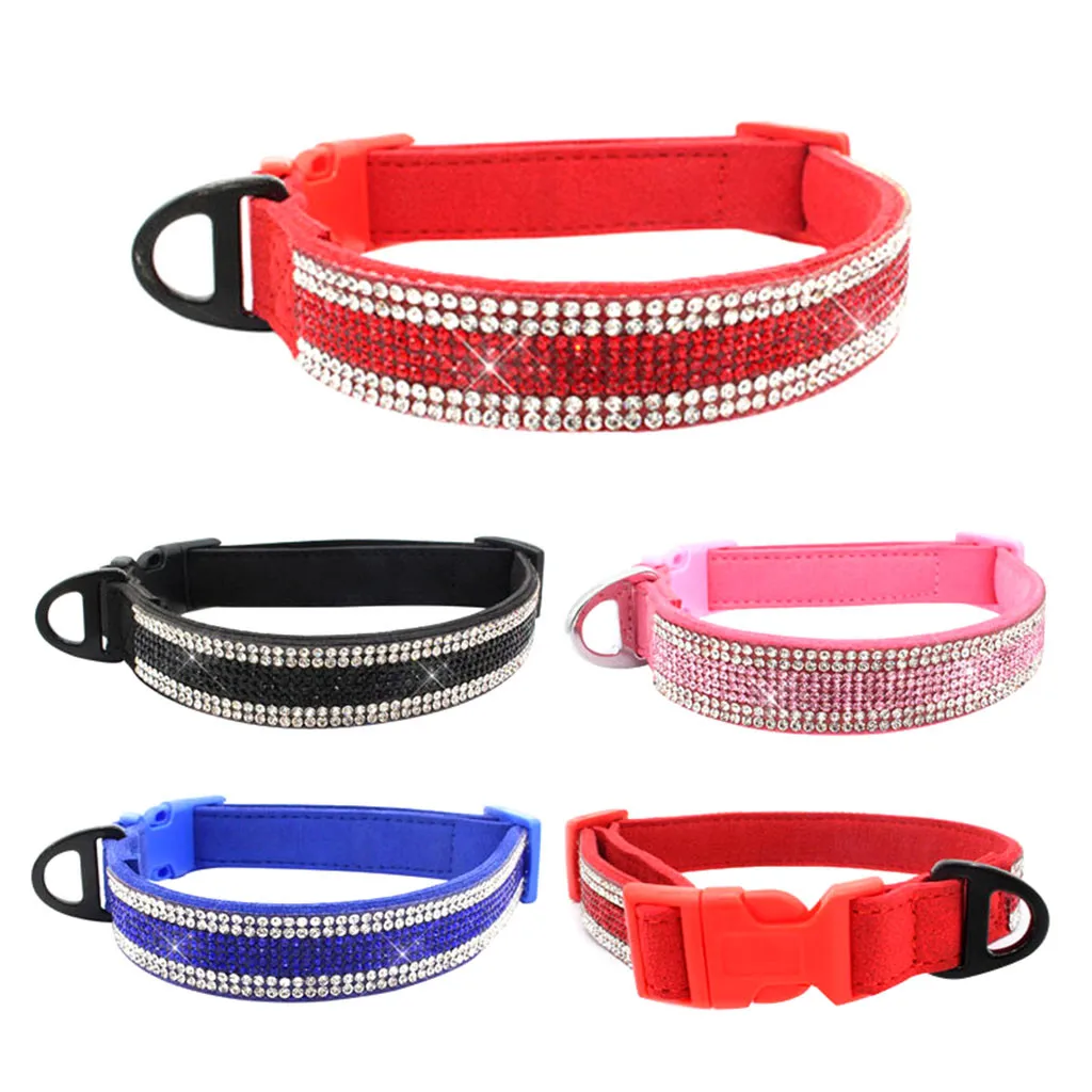

Pet Dog Collar Shiny rhinestone dog collar pet adjustable collar dog seat belt colar for dogs