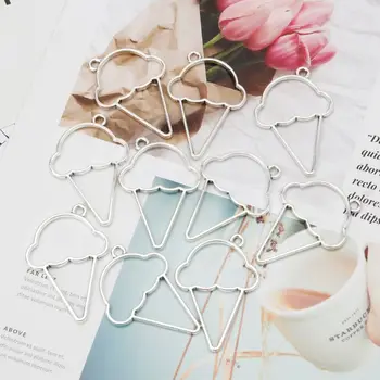 

10Pcs Ice Cream Cone Resin Frame Pendant Open Bezel Setting Resin Jewelry Making