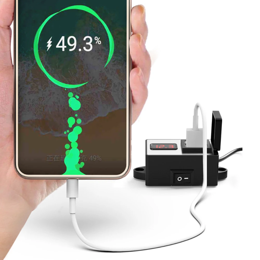 

Electric Bicycle Phone Charger USB Digital Display Battery Charging Plug USB Jack Electronic Cable Adapter for Motor Bike Switch