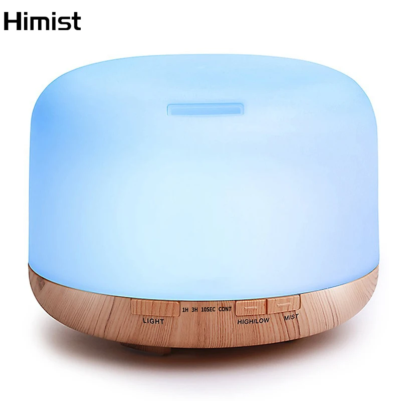 

Ultrasonic Air Humidifier Essential Oil Diffuser 500ml Wood Grain 7 Color Changing LED Lights for Home Electric Aroma Diffuser