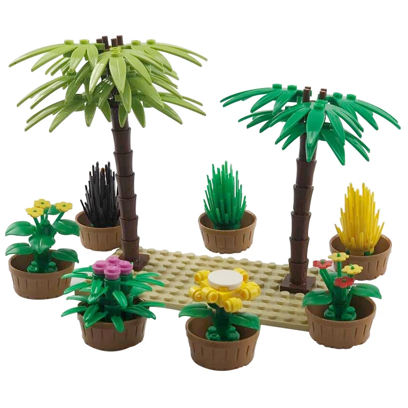 

Creator City Big Tree Garden Accessories Building Block MOC Weapon DIY Green Bush Flower Grass Plants Toy Friend Creators Cities
