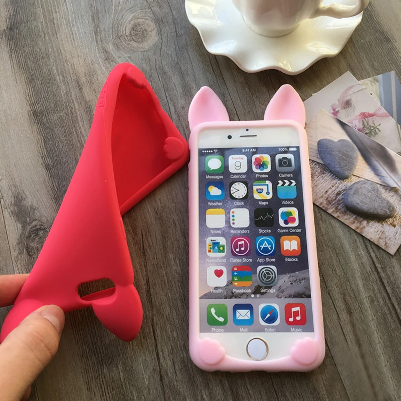 Мультфильм 3D kawaii милые кошачьи уши чехол Чехлы для Apple IPhone 4 4S ухо Мягкий