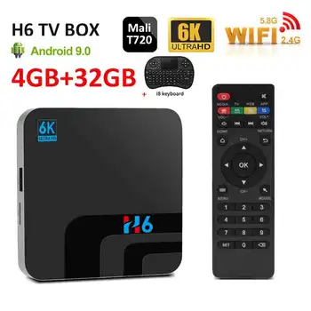 

Original H6 Android tv box iptv 6k 4G 32G Netflix Smart BOX Android 9.0 6K TV HD H.265 2.4/5.8G WiFi Media tv android boX