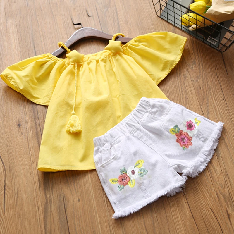 Sodawn Girls' Suits Summer 2018 Children's T-shirt + Embroidered Shorts Kids' Wear Two-piece Fashion Kids Set Girls Clothing HTB1Md6Wgk7mBKNjSZFyq6zydFXaZ - Sodawn Girls' Suits Summer 2018 Children's T-shirt + Embroidered Shorts Kids' Wear Two-piece Fashion Kids Set Girls Clothing