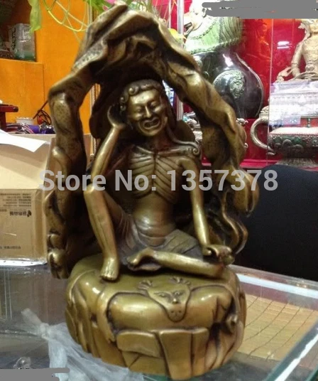 

shitou 00332 Tibet Folk Buddhism classical Pure Bronze Copper made Milarepa Buddha Statue