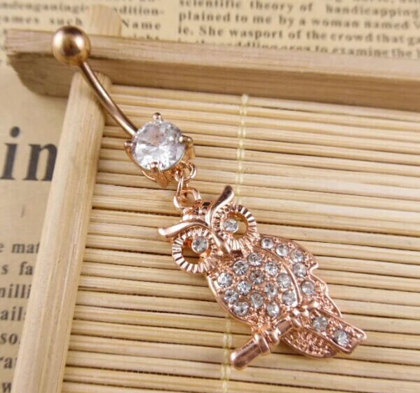 

New Fashion Body Piercing Jewelry Owl 316L Anti allergy Steel Navel Belly Ring
