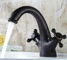 Oil Rubbed Bronze Dual Cross Handles Bathroom Vessel Sink Basin Faucet Mixer Taps  anf049