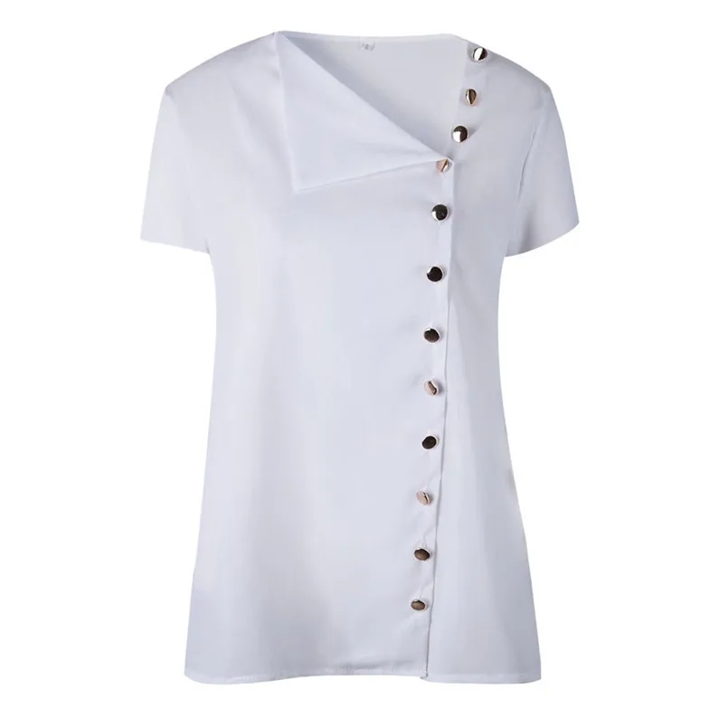 New Women Clothes Summer Lapel Neck T-shirt Ladies Short Sleeve Buckle Casual Daily Vintage Classic Tee New Arrival Tops #4R02 (18)