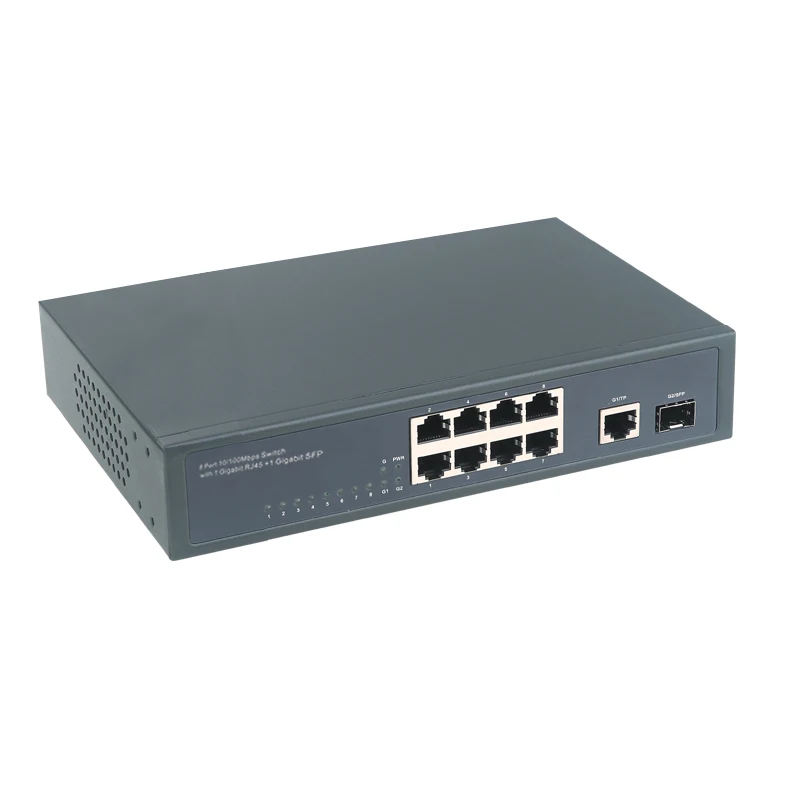 8 портов 10/100M+ 1 Giga TP+ 1 Giga SFP 10 порт медиа-конвертер коммутатор сетевой коммутатор gigabit Ethernet-коммутатор