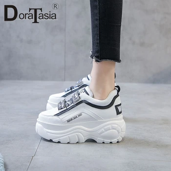 

DoraTasia New Ins Hot Sale Letters Thick Platform Sneakers Women 2019 Spring Microfiber Girl Fashion High Platform Shoes Woman
