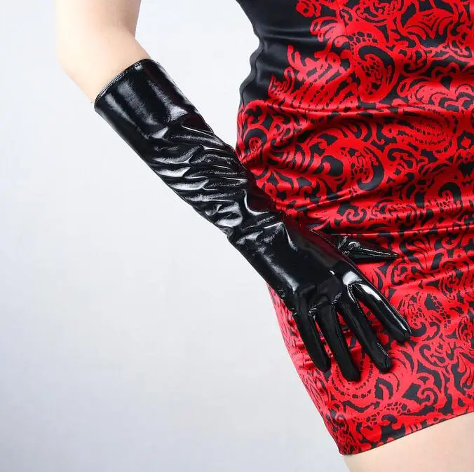 Перчатки женские из искусственной кожи 70 см R592|Женские перчатки| |