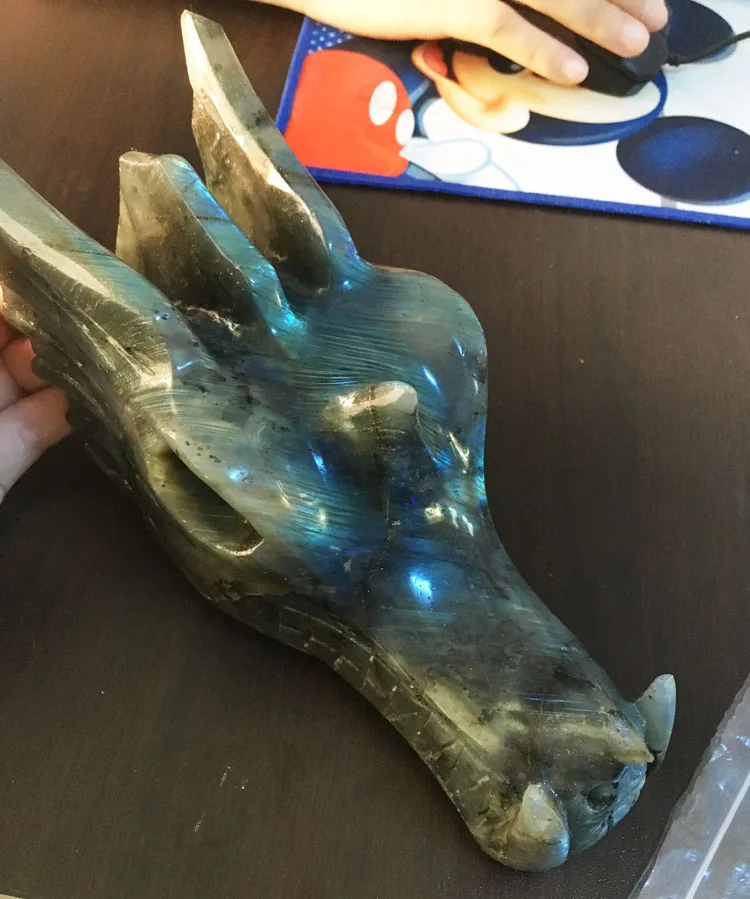 natural Labradorite skull for home decoration (4)