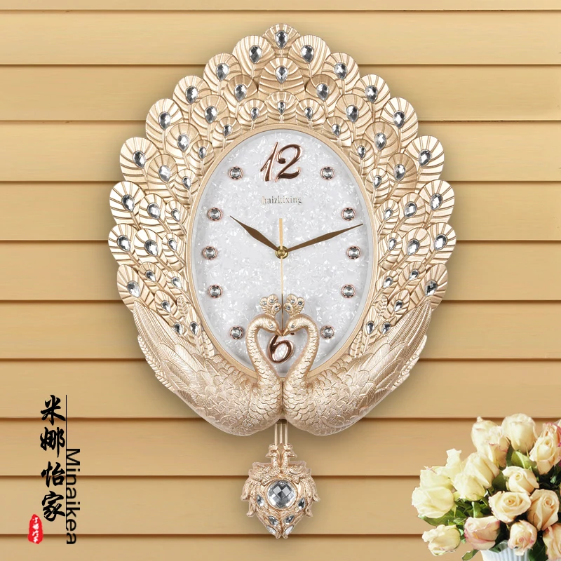 Retro peacock Wall Clocks Color:E-37X56cm