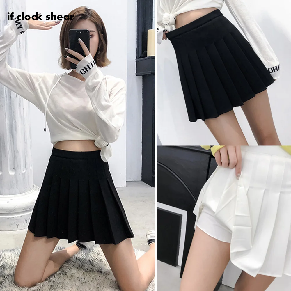 Harajuku Лолита Серый Белый Черный А-силуэт Матросская юбка высокая талия трапециевидной формы плиссированные юбки косплей японские школьные юбки униформа Новинка