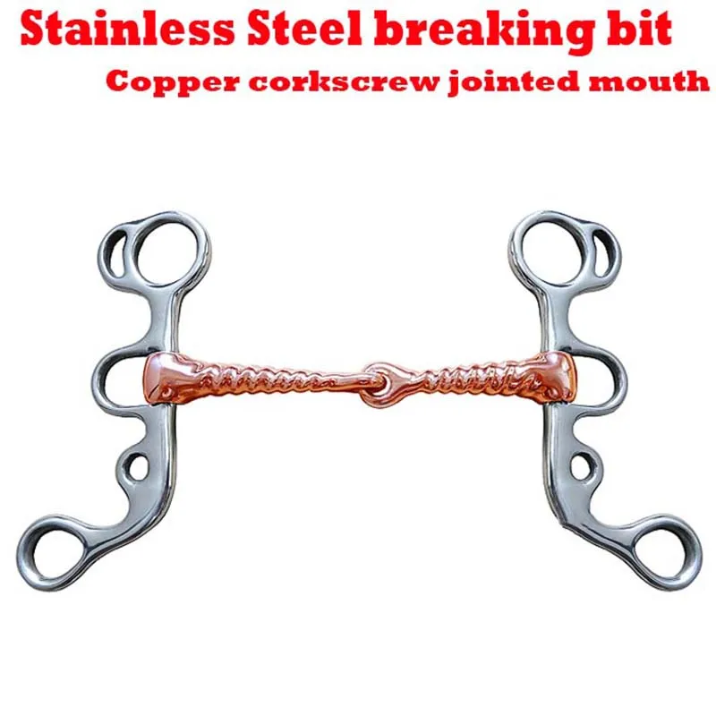 

Copper Horse Chew Thread Shape Stainless Steel Curb Jointed Mouth Roller Ranch Farm Animals Training Riding Crops