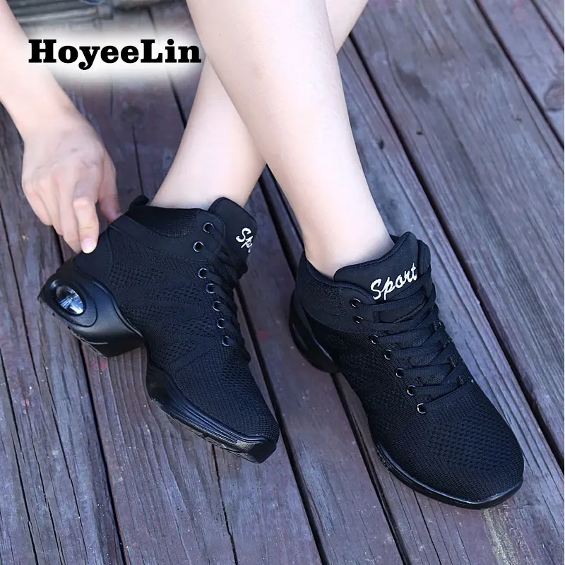 HoYeeLin/высокие Танцевальные Кроссовки для женщин; женская обувь из дышащей сетки; обувь для джаза; спортивные кроссовки для занятий фитнесом и танцами