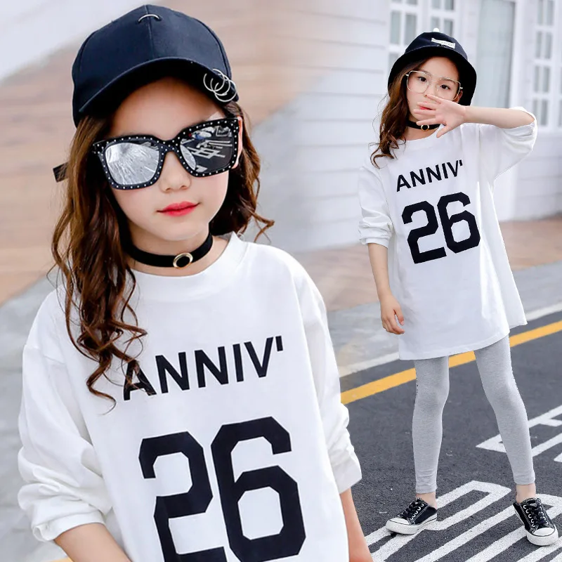 5pcs/lot autumn girls t shirt long sleeve printed baby girl top dresses kids tee shirtTShirts