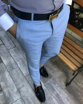 Pantalones ajustados informales para Hombre, pantalón De playa, a la moda, a medida, azul, 2019