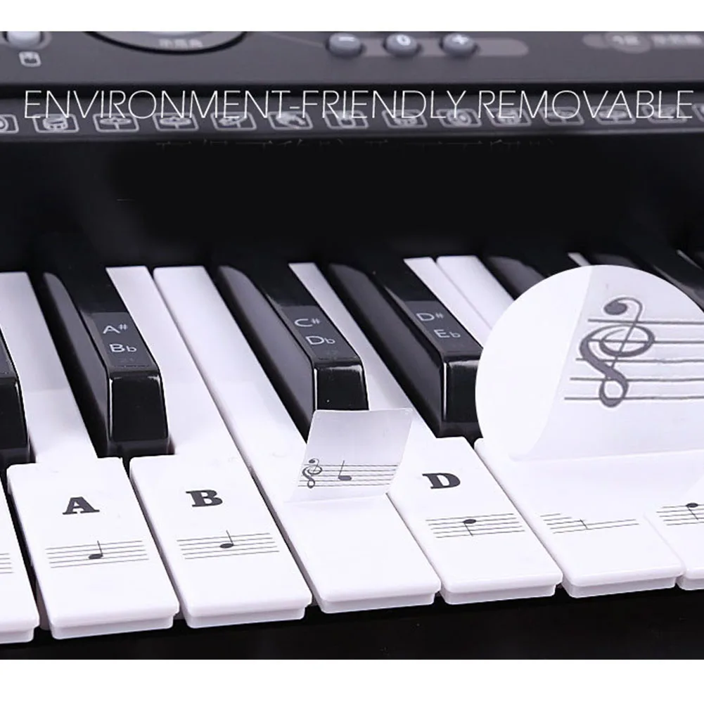 54/61 ключи наклейка в музыкальном стиле наклейка этикетка ПВХ Примечание съемный Biginners пианино клавиатура Stave