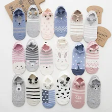 5 пар/уп. женские короткие носки летние носки-башмачки с принтом короткие носки с забавными милыми мультяшными животными короткие носки для девочек