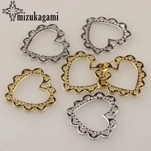 25*23mm 10 unids/lote de aleación de Zinc de hueco de oro corazón dulce encaje encantos colgante para la fabricación de la joyería DIY pendientes Accesorios