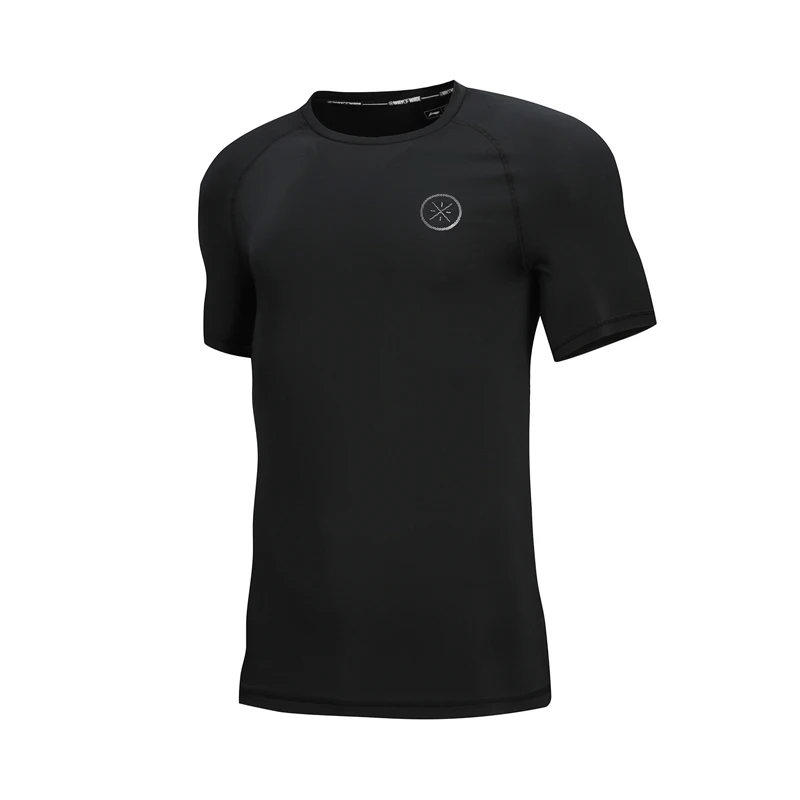 Li-Ning мужские спортивные футболки с подкладкой из 81% полиэстера, 19% спандекса, дышащие, облегающие, ATSN269 MTS2832 - Цвет: ATSN269-1H