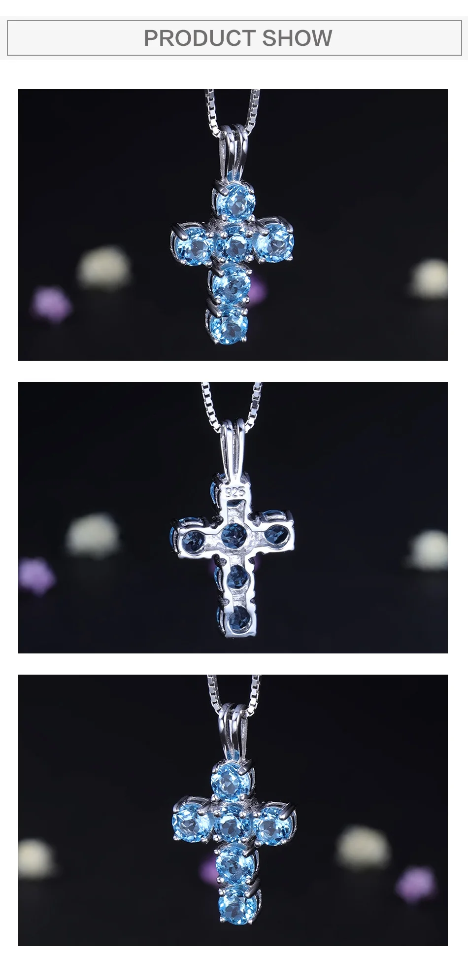 Жемчужный балет, натуральный Швейцарский Голубой Топаз, драгоценный камень, 925 пробы, серебряный крест, подвеска, ожерелья для женщин, вечерние ювелирные изделия, ожерелье