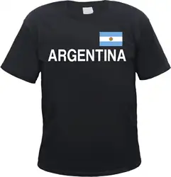 2019 Аргентина футболка-Schwarz-Flagge und Text Drack-argentinien buenos airesMen с коротким рукавом Модная хлопковая футболка