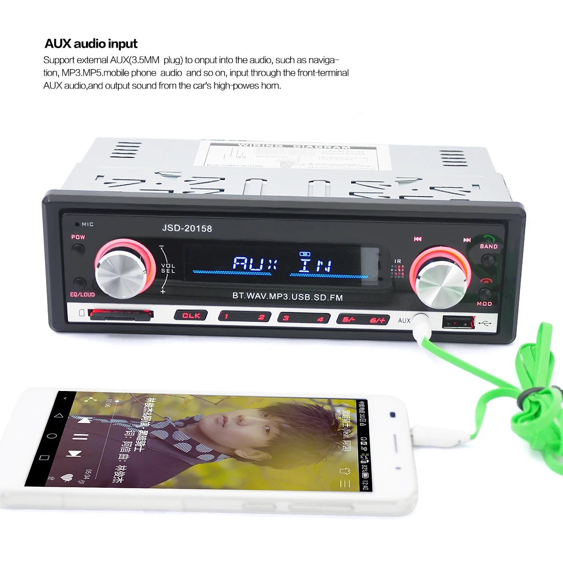JSD-20158 12V автомобильный Радио стерео плеер Bluetooth телефон MP3 FM/usb зарядка автомобильный аудио плеер с пультом дистанционного управления
