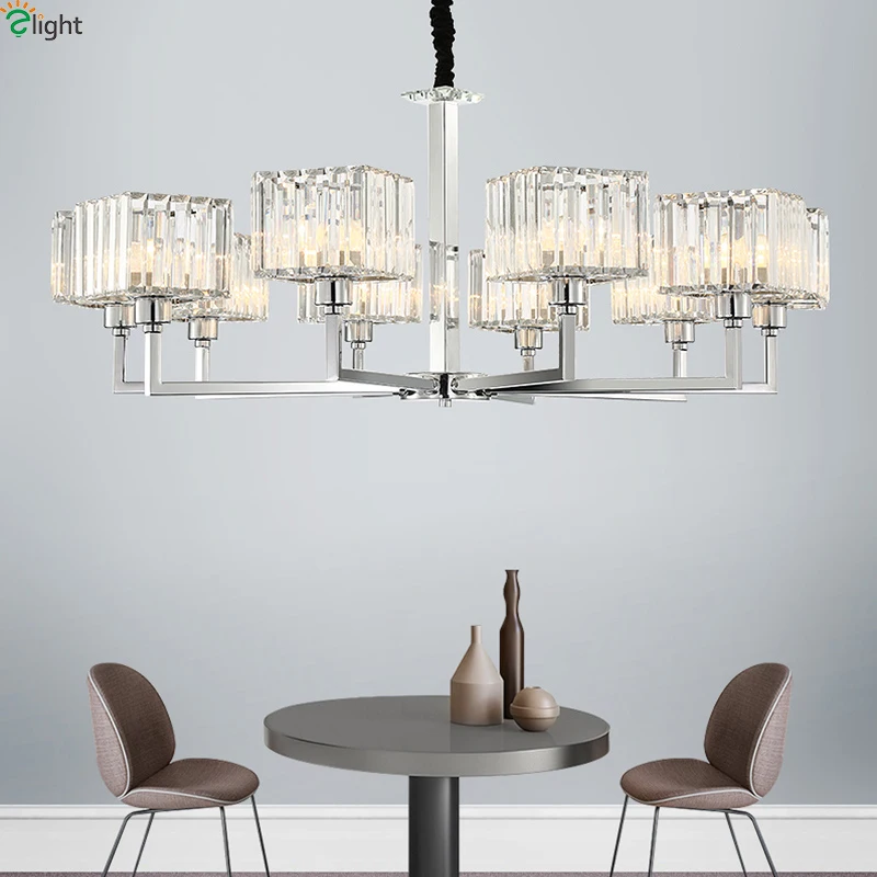 

Modern Led Chandeliers Lighting Chrome Metal Living Room Led Pendant Chandelier Lights Glass Dining Room Hanging Light Fixtures
