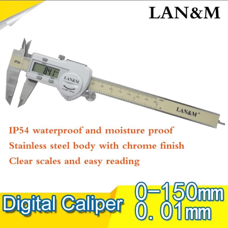 

LAN&M stainless steel IP54 digital caliper MM / Inch LCD Electronic Vernier Caliper 0-150mm 200mm 300