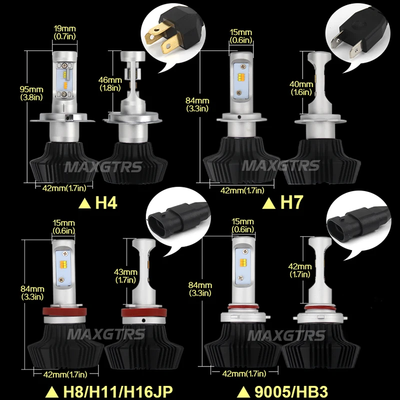 2x двойной Цвет автомобиля H4 H7 светодиодный головной светильник 9005 HB3 9006 HB4 50W 4000lm