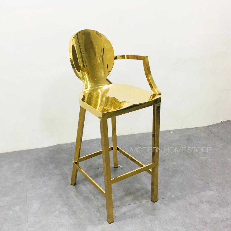 Современный дизайн нордическая Роскошная модная мебель для дома розовое золото цвет Лофт нержавеющая сталь одна рукоятка барная стойка стул 1 шт