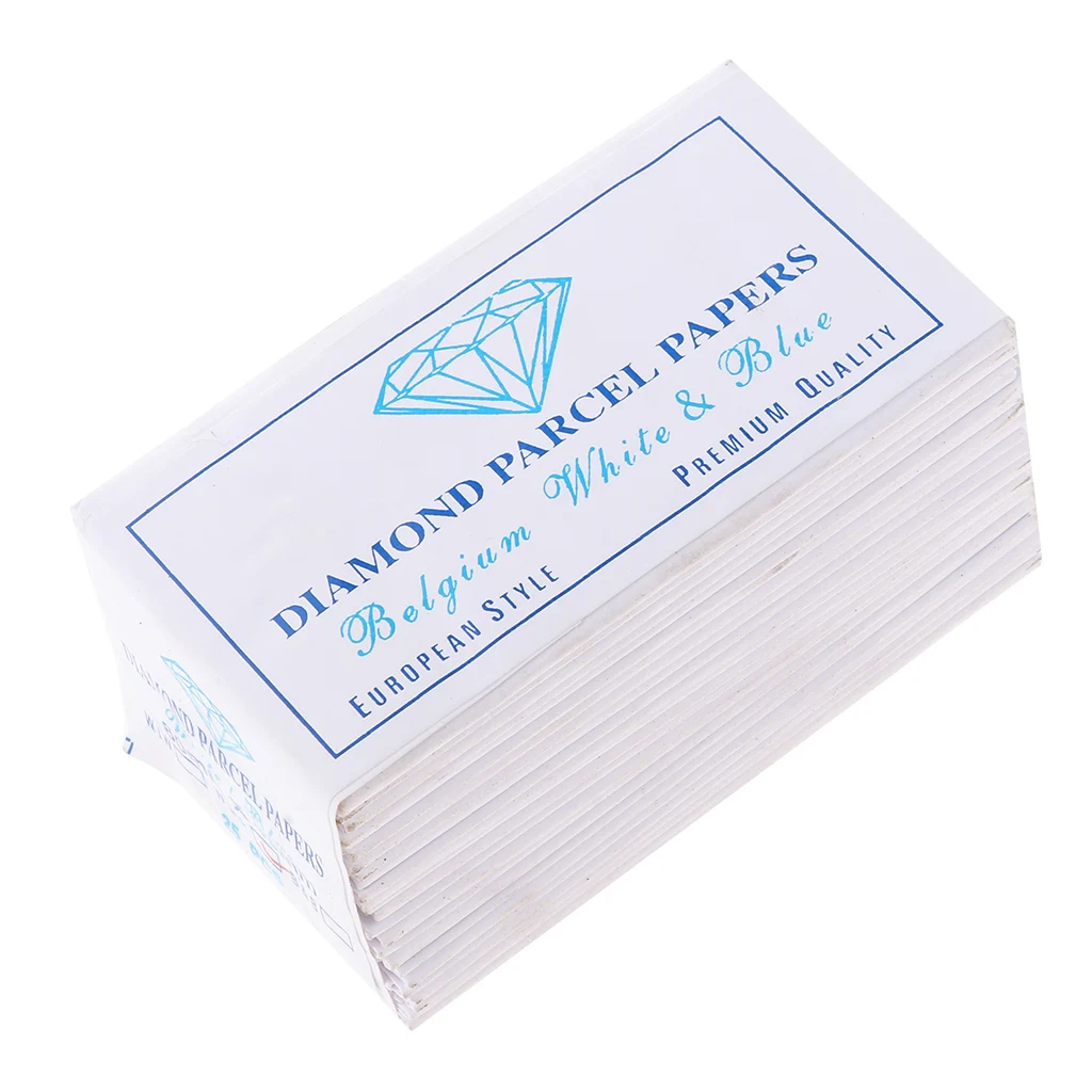 25 Pieces Diamond Parcel Papers Blue and White 80 x 45mm Jewelry Supplies