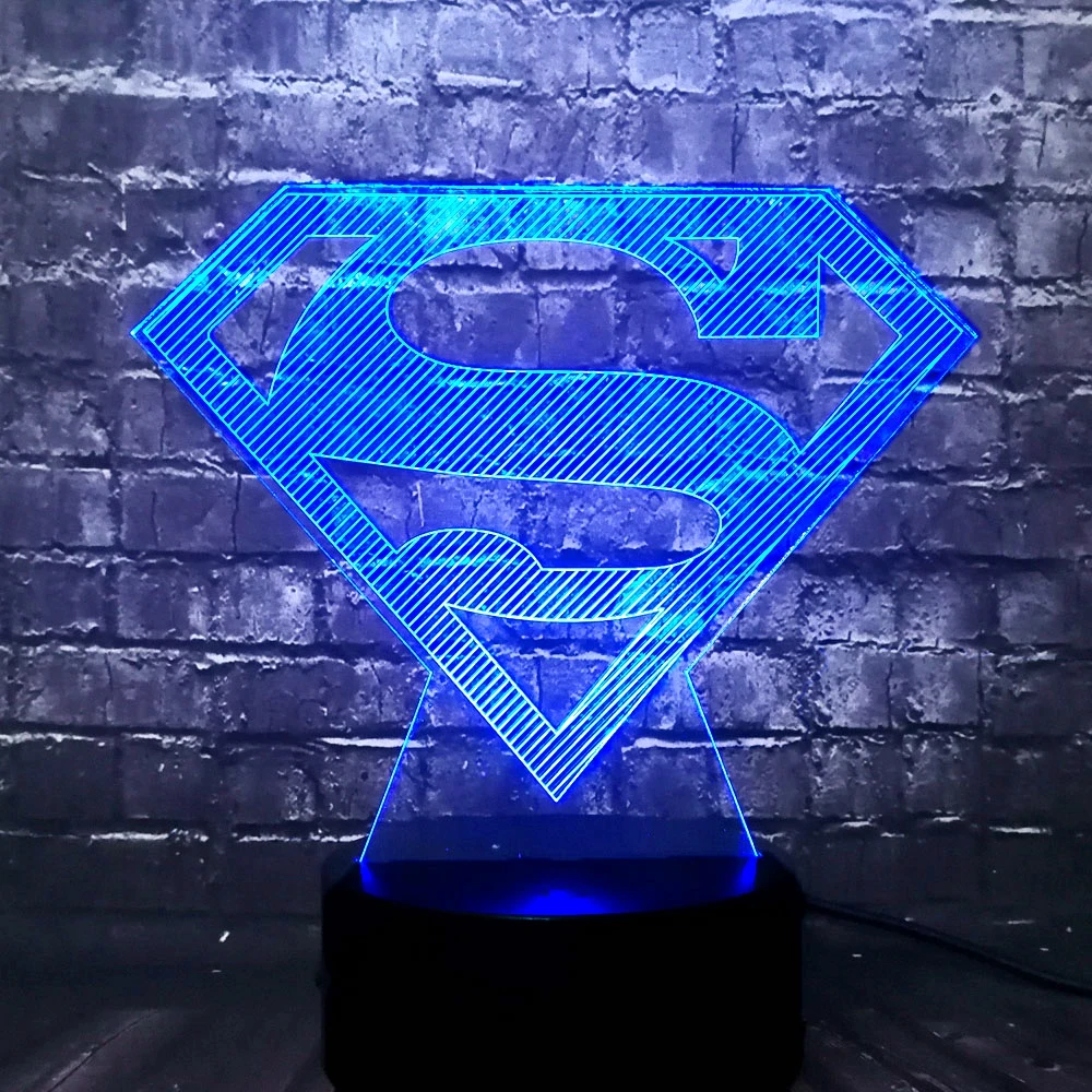 Marvel DC фильм серии мультфильм Супермен логотип БЭТМЭН 7 цветов USB зарядка светодиодный Декор для комнаты настроение стол ночник праздник подарок для детей