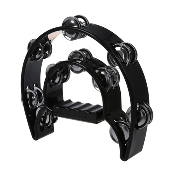 

HOT Musical Double Half Moon Tambourine Drum Kit Hi Hat Percussion Gift KTV Party black