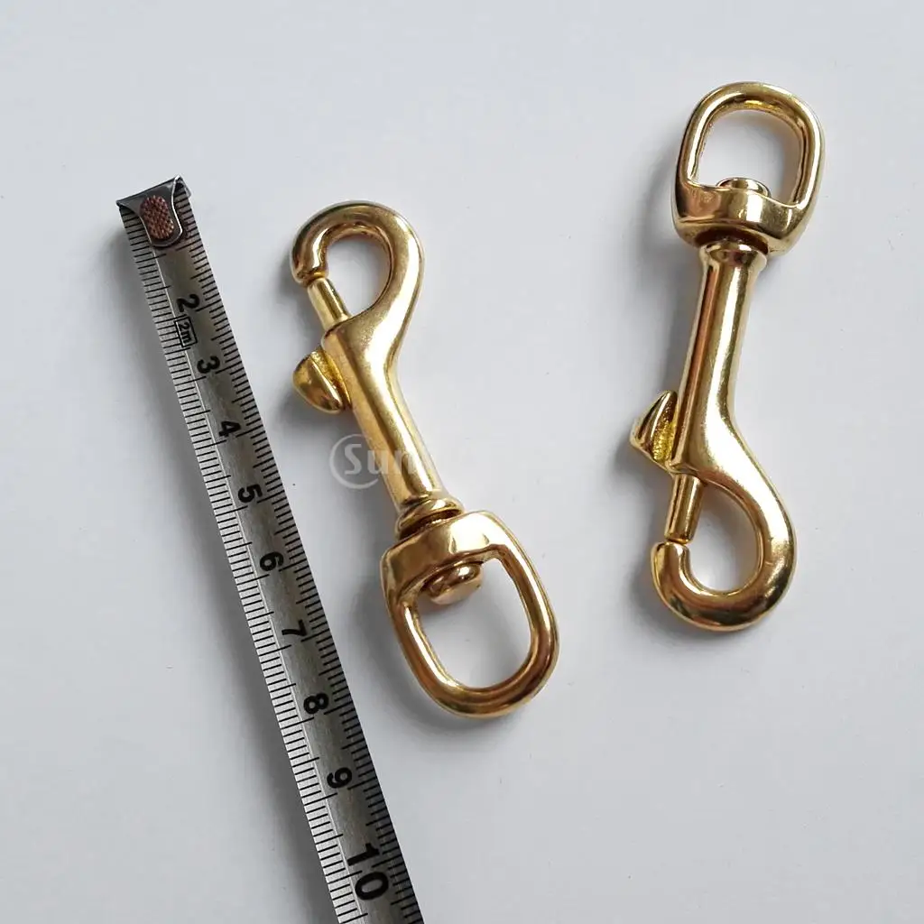 2Pcs Single Ended Brass Swivel Eye Bolt Snap Hook Clip with Empty Aluminum Alloy Finger Spool for Scuba Diving Snorkeling