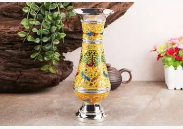 Европа h25см Современная ваза украшение дома вазы сплав металла цветы Ваза свадебный стол HP013 - Цвет: X1