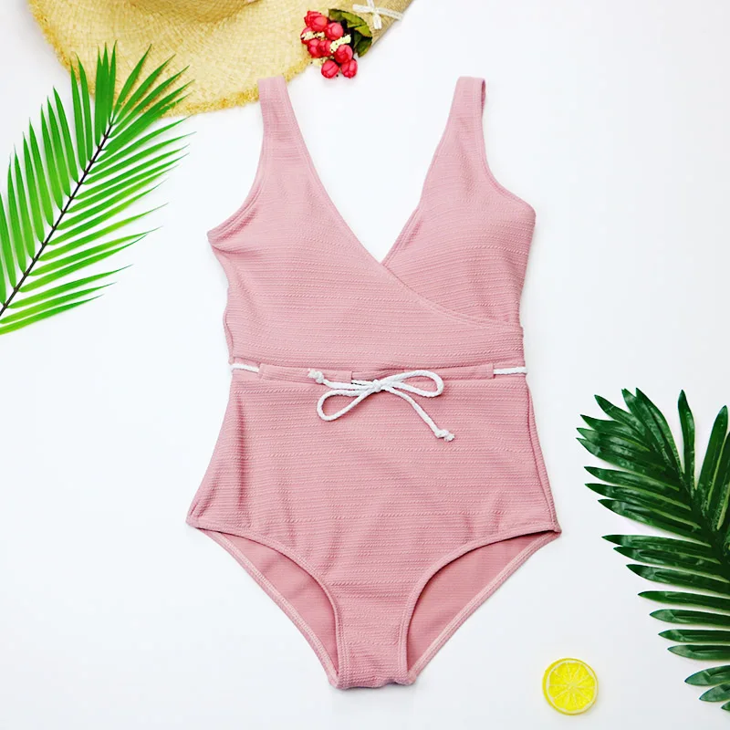 Women Swimwear 2019 Sexy Deep V Swimsuit One Piece Bodysuit Push Up Monokini Halter Cross