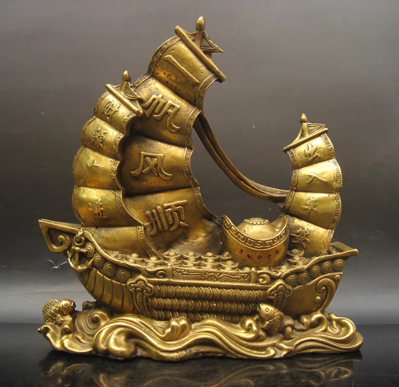 

wholesale bronze factory Copper crafts Good copper technology sailboat decoration extra large ship gift