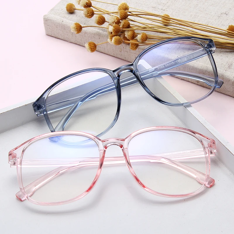 

2019 Fashion Glasses Classic Large Frame Flat Mirror Lens Plus Blue Film Male and Female PC Glasses Frame Through Eyeglasses