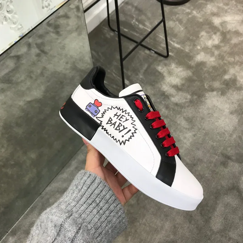 Chaussures Femme De Designer as Occasionnels Été Nouveau Marée Base Printemps Cuir Jusqu'à Pics Graffiti En Appartements Confortable 2018 Dentelle As Mujer Pics zIRt6qwx6n