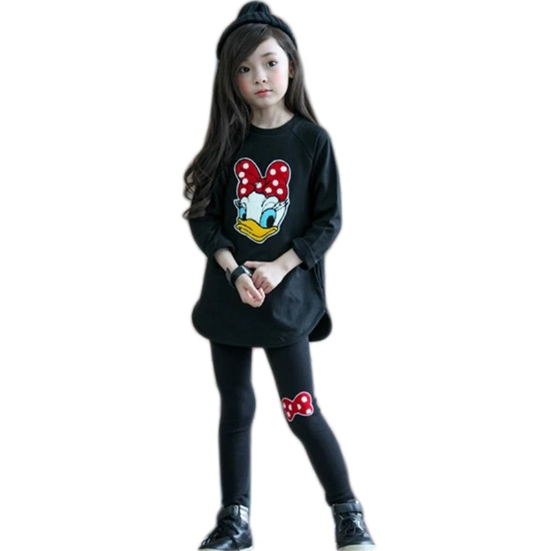 

Baby Girls Clothing Set for Girls Spring Autumn Children Clothing Suit Cotton Donald Duck Cartton Kids Costume For 3 4 6 8 Year
