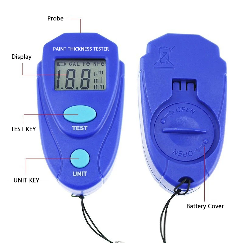 Портативный Мини цифровой Краски Толщина тестер покрытия автомобиля Толщина метр детектор