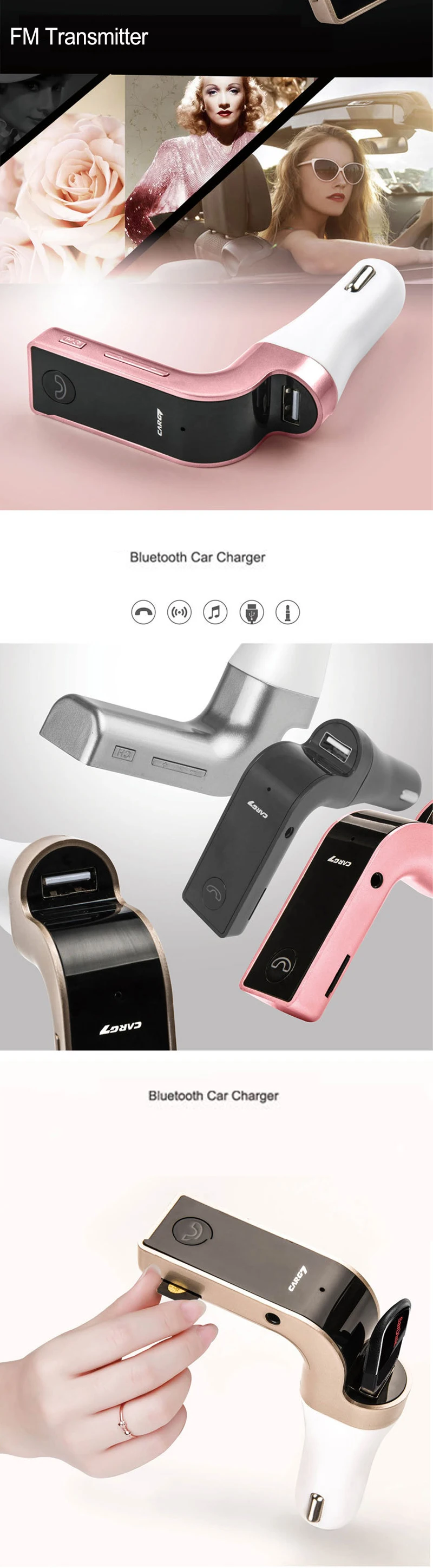 Автомобильный MP3-плеер 4-в-1 Hands Free светодиодный Bluetooth Автомобильный fm-передатчик громкой автомобильный комплект Musice радио адаптер с USB Автомобильное Зарядное устройство